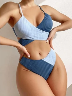 Shein Color Block Wrap Bikini Swimsuit