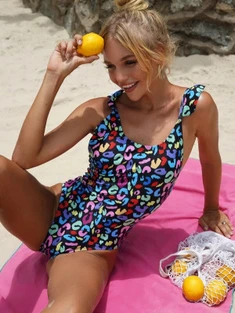 Shein Bikinx Ruffle Trim One Piece Swimsuit