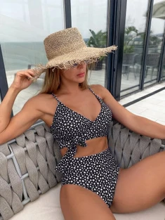 Shein Ditsy Floral Print Knot Bikini Swimsuit