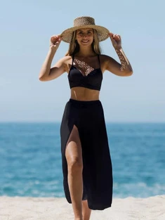 Shein 3pack Solid Underwire High Waisted Bikini Swimsuit & Beach Skirt