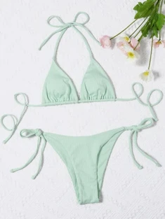 Shein Halter Triangle Tie Side Bikini Swimsuit