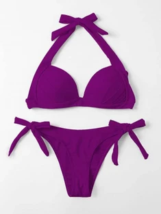 Shein Halter Push Up Tie Side Bikini Swimsuit