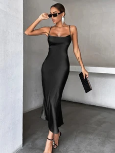 Shein Satin Tie Backless Cami Dress