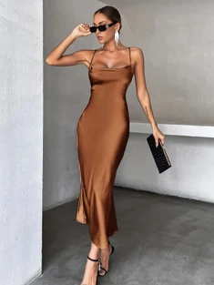 Shein Satin Tie Backless Cami Dress