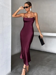 Shein Satin Tie Backless Cami Dress