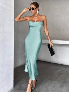 Shein Satin Tie Backless Cami Dress