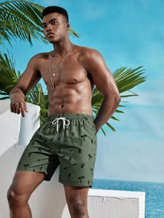 Shein Men Pineapple Print Swim Trunks