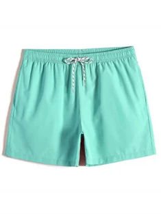 Shein Men Drawstring Waist Solid Swim Trunks