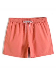 Shein Men Drawstring Waist Solid Swim Trunks
