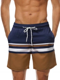 Shein Men Striped Drawstring Swim Trunks