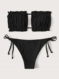 Shein Smocked Bandeau Tie Side Bikini Swimsuit