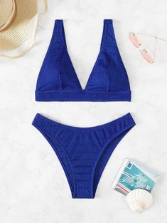 Shein Plain V Neck Bikini Swimsuit