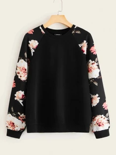 Shein Raglan Sleeve Floral Pullover
