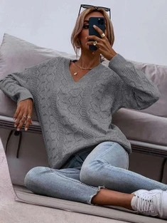 Shein Drop Shoulder Pointelle Knit Sweater