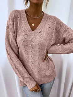 Shein Drop Shoulder Pointelle Knit Sweater