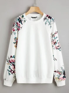 Shein Raglan Sleeve Floral Pullover