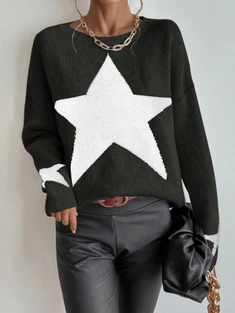 Shein Drop Shoulder Star Pattern Sweater