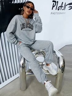 Shein Drop Shoulder Letter Graphic Sweatshirt & Sweatpants