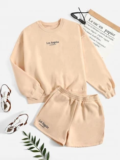 Shein Letter Graphic Drop Shoulder Pullover & Shorts