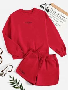 Shein Letter Graphic Drop Shoulder Pullover & Shorts
