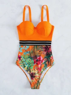 Shein Tropical Print One Piece Swimsuit