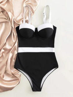 Shein Color Block Push Up One Piece Swimsuit