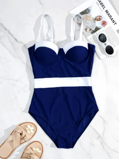 Shein Color Block Push Up One Piece Swimsuit