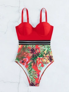 Shein Tropical Print One Piece Swimsuit
