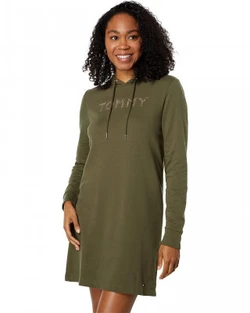 Tommy Hilfiger Logo Knit Hoodie Dress