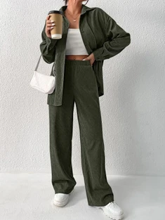 Shein Ezwear Drop Shoulder Corduroy Shirt & Pants