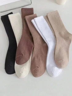 Shein 6pairs Solid Crew Socks