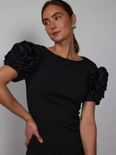 New York & Company Ruffle-sleeve Sheath Dress - Magic Crepe®