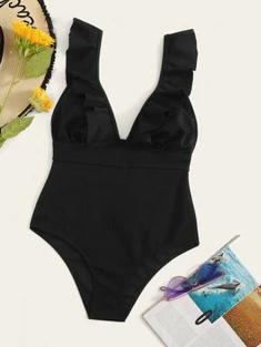Shein Ruffle Trim One Piece Swimsuit