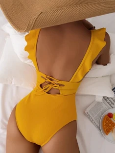 Shein Ruffle Trim One Piece Swimsuit