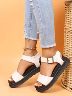 Shein Buckle Detail Flatform Ankle Strap Sandals