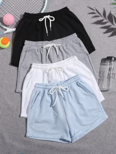 Shein 4 Pack Drawstring Waist Track Shorts