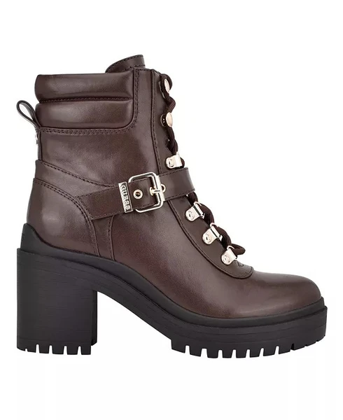 GUESS Women's Canaly Lug Sole Block Heel Combat Boots