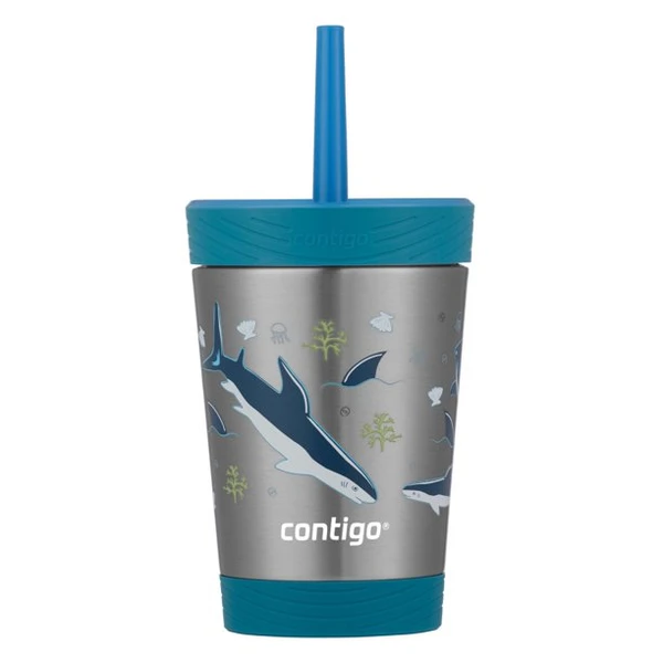 Contigo Kids Spill-proof Stainless Steel Tumbler With Straw Gummy And Sharks, 414 ml