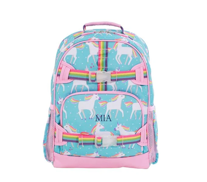 Pottery Barn Kids Mackenzie Aqua Unicorn Parade Backpacks, Small