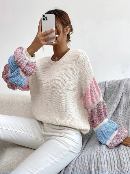 Shein Gathered Sleeve Drop Shoulder Sweater