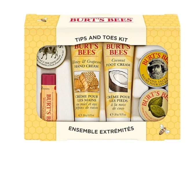 Burt's Bees Tips And Toes Kit Holiday Gift Set 6 Travel Size Products