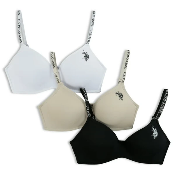 U.S. Polo Assn. Microfiber Wirefree Bra Set, 3-Pack