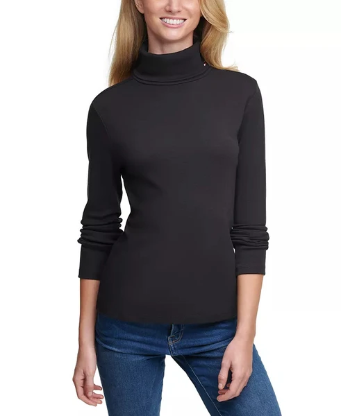 Tommy Hilfiger Women's Long Sleeve Cotton Turtleneck Top