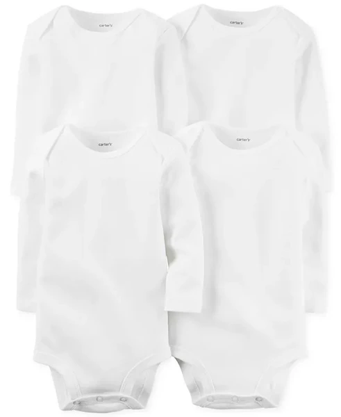 Carter's Baby Boys Or Baby Girls Solid Long Sleeved Bodysuits, Pack Of 4