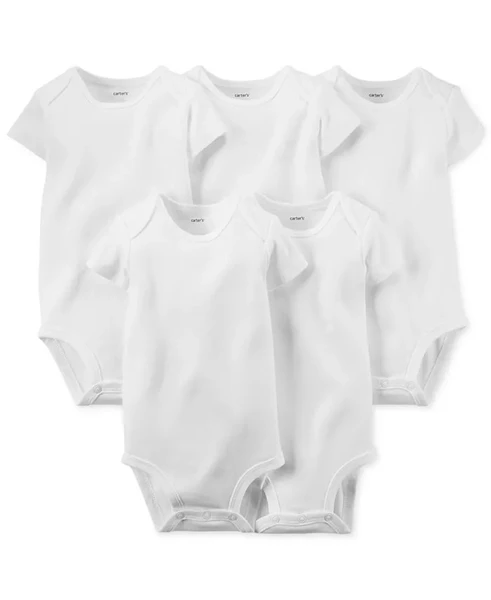 Carter's Baby Boys Or Baby Girls Solid Short Sleeved Bodysuits, Pack Of 5