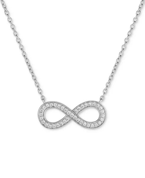 Macy's Arabella Cubic Zirconia Infinity 18" Pendant Necklace In Sterling Silver