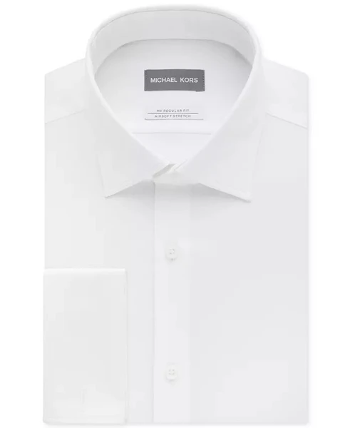 Michael Kors Men's Regular Fit Airsoft Non-Iron Performance French Cuff Dress Shirt