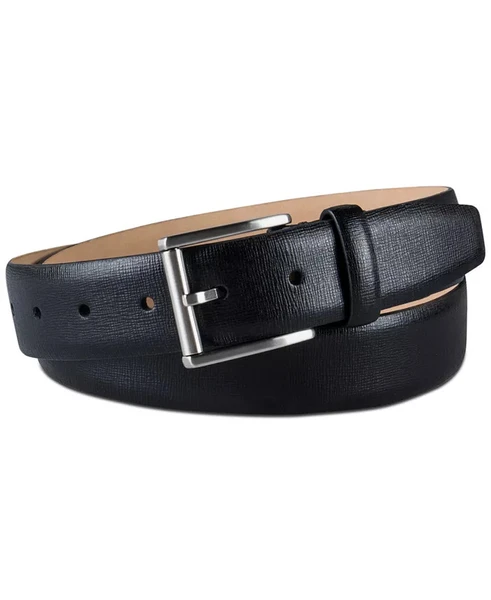 Calvin Klein Men's Textured Leather Roller Bar Buckle Belt