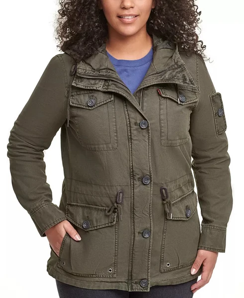 Levi's Trendy Plus Size Cotton Hood Utility Jacket