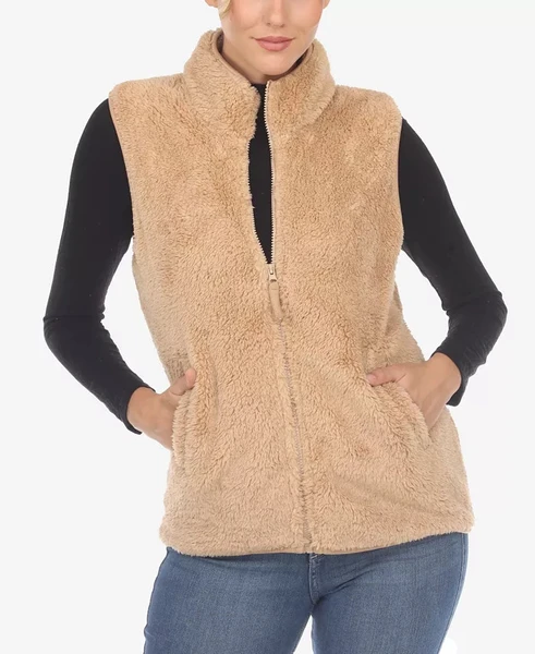 White Mark Women's Zip Up Sherpa Vest